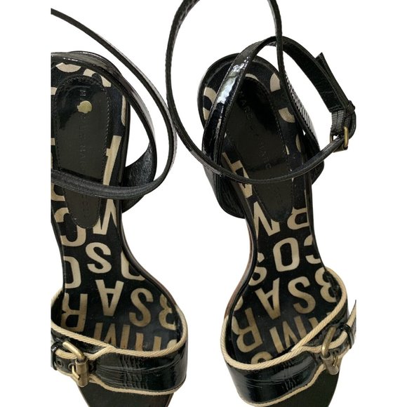 Marc By Marc Jacobs Shoes 39.5 Ankle Strap Heel Sandal Open Toe Italy Black 6781 - Picture 4 of 9